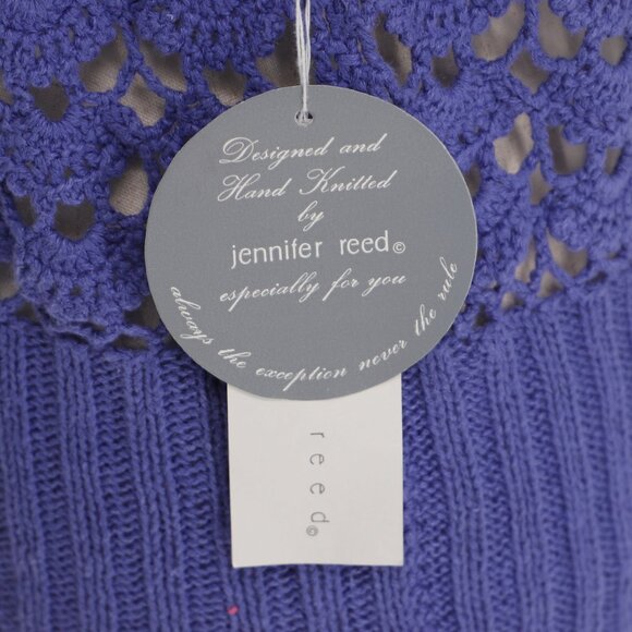 NWT VINTAGE JENNIFER REED Knitted By Hand Crochet Open Knit Purple Blue Size M - Picture 5 of 6